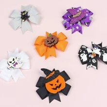6 cái/bộ Halloween Quả bí ngô Mũ & Mũ phù thủy & Nơ Kẹp tóc - Nhiều màu - Xem 2