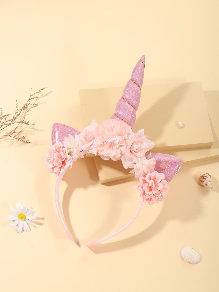 Party Collection Comb Shaped Unicorn & Floral Hairband