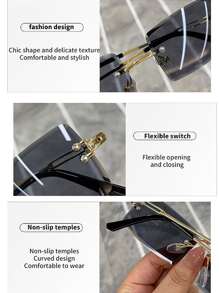 cabecade 男女通用无框时尚眼镜，奢华复古风格，旅行眼镜 - 黑色 - 查看 10