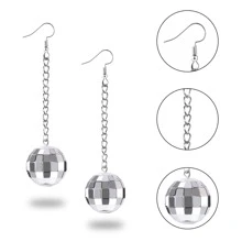 ZZLTAWS Women's Stainless Steel Mirror Finish Ball Drop Earrings - Silver - View 3