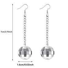 ZZLTAWS Women's Stainless Steel Mirror Finish Ball Drop Earrings - Silver - View 2