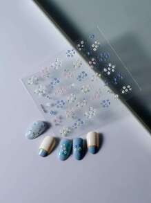 1pc Embossed Wildflowers Collage Waterproof Nail Art Sticker Nail Stickers DIY - Multicolor - View 5