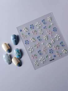 1pc Embossed Wildflowers Collage Waterproof Nail Art Sticker Nail Stickers DIY - Multicolor - View 2