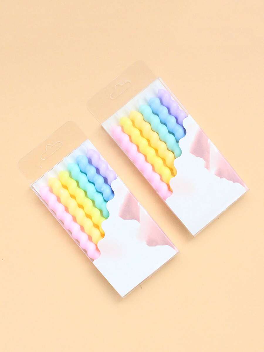 1box Macaron Color Spiral Birthday Cake Candle Decoration - Multicolor - View 1