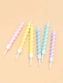 1box Macaron Color Spiral Birthday Cake Candle Decoration - Multicolor - View 2