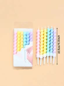 1box Macaron Color Spiral Birthday Cake Candle Decoration - Multicolor - View 3