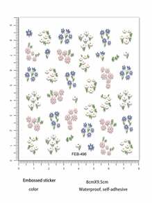 1pc Embossed Wildflowers Collage Waterproof Nail Art Sticker Nail Stickers DIY - Multicolor - View 6