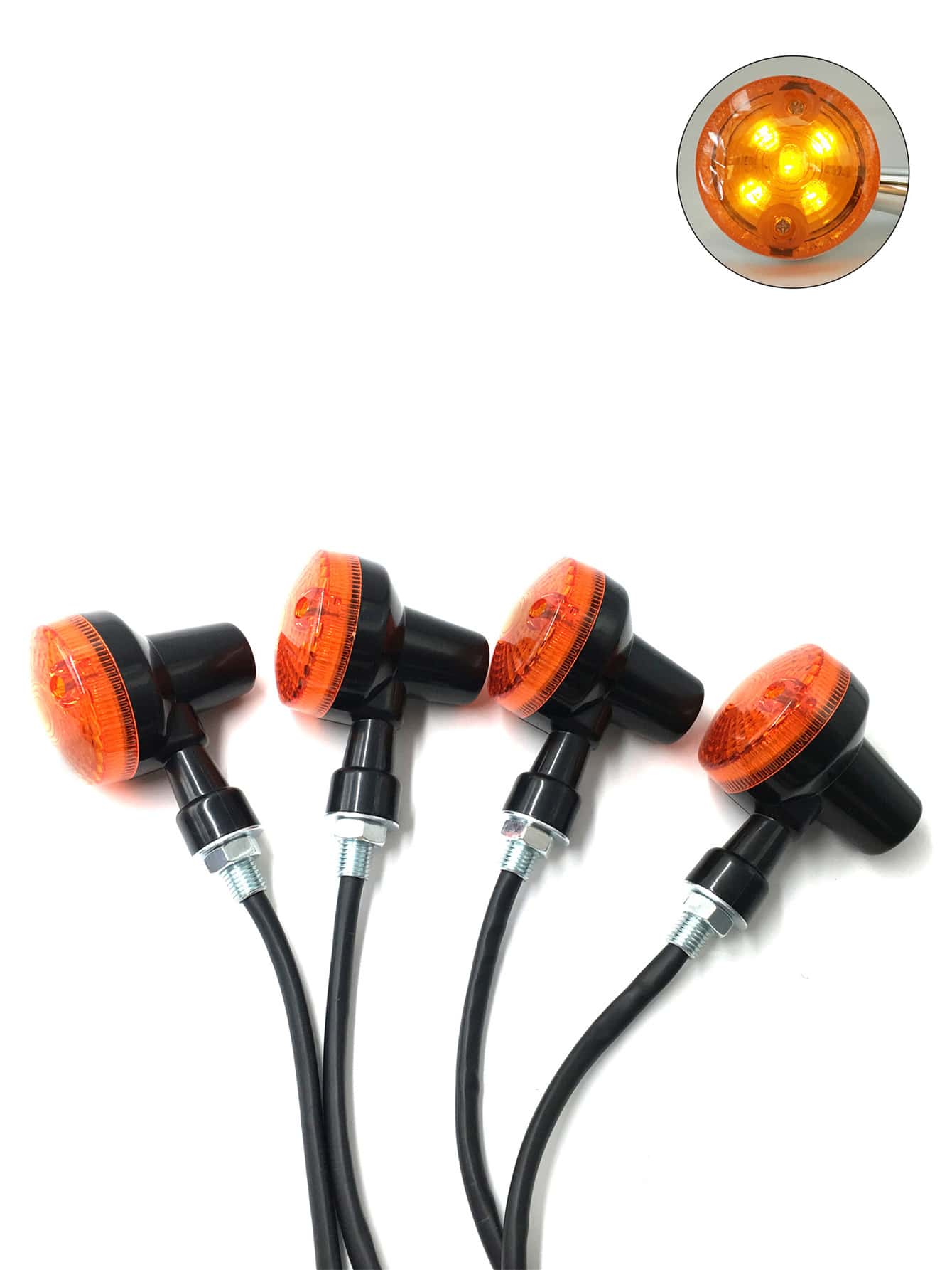 4pcs 12V Motorcycle Turn Signal Light Compatible With Honda/Harley/Kawasaki/Suzuki/Yamaha - Black - View 1