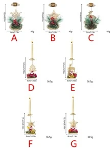 1pc Christmas Candlestick Iron Metal Ornaments Snowflake Star Decoration Santa Candle Holder Xmas Table Party Dinner Decor Gifts - Gold - View 3
