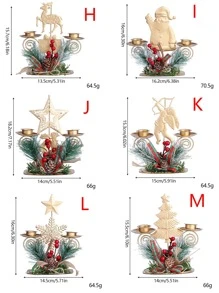 1pc Christmas Candlestick Iron Metal Ornaments Snowflake Star Decoration Santa Candle Holder Xmas Table Party Dinner Decor Gifts - Gold - View 4