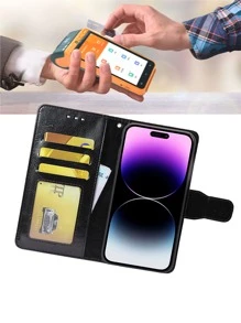 keyunfei 1 chiếc ốp lưng điện thoại da màu đen kiểu khung ảnh, có khe đựng thẻ và chân đế tháo rời, tương thích với iPhone 15 12 14 11 13 Pro Max/ A23/ Mate 40 Pro/ 12t Pro/ Tương thích với Redmi 9t/ Tương thích với Pixel 7a/ Tương thích với Realme/ Tương thích với Oppo Reno 7g, phiên bản quốc tế, không phải phiên bản nội địa. - màu đen - Xem 9