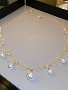 1條豪華復古珍珠流蘇項鍊,適合女性日常佩戴