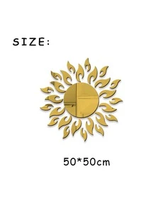 1 set diseño de sol Pegatina de pared de espejo , adhesivo decorativo Espejo para casa adorno - Dorado - Ver 3