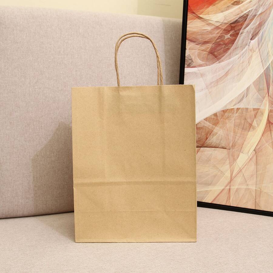 5入組/包彩色牛皮紙禮品袋,服裝購物袋,外帶包裝袋 - 駝色 - 查看 1