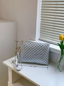 HELLO  WEEKEND de mujeres de moda unicolor Sobre Bolso clutch con puntada detalle para exterior & desplazamiento - Plateado - Ver 6