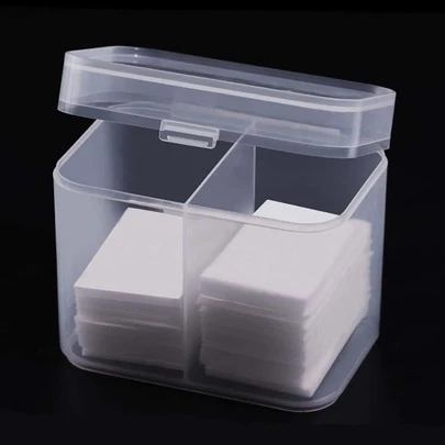 Nail Wipe & Remover Pads Storage Box With Dual Compartments And Orange Sticks Holder Container Case Manicure Nail Tools