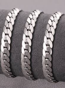 3 pulseras de acero inoxidable para hombre - Plateado - Ver 1