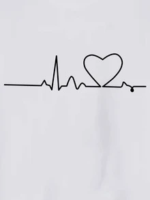 Camiseta de manga corta con estampado de corazón - Blanco - Ver 8