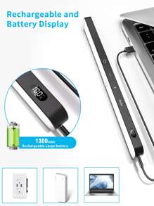 WILLED 2pcs Motion Sensor Cabinet Light Battery Display 60 LED Touch Light Bar Wireless Rechargeable Battery Night Light - Black - View 3