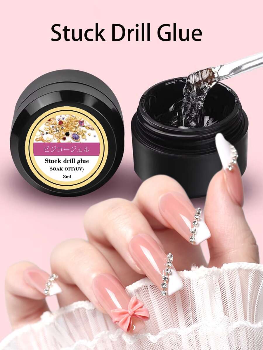 FULL BEAUTY 1盒8ml 手工钻胶甲油,適用於指甲藝術裝飾,指甲配件美甲黏合劑 - 無色 - 查看 1