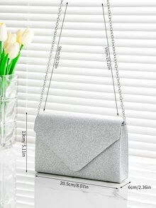 Silver Flip Evening Bag Suitable For Parties - Silver - View 2