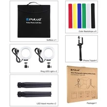 PULUZ 30cm折叠便携式环形灯摄影照明工作室拍摄帐篷盒套件带6种颜色背景 (黑，白，黄，红，绿，蓝)，展开尺寸：31cm X 31cm X 32cmPULUZ 30cm折叠便携式环形灯摄影照明工作室拍摄帐篷盒套件带6种颜色背景 (黑，白，黄，红，绿，蓝)，展开尺寸：31cm X 31cm X 32cm - 白色 - 查看 7