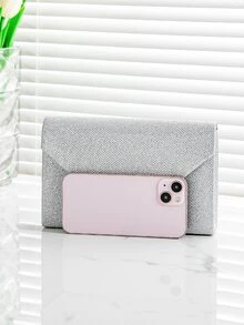 Silver Flip Evening Bag Suitable For Parties - Silver - View 4