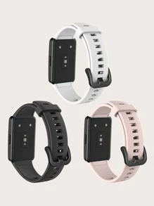 3pcs Solid Color Silicone Replacement Watch Bands Set Compatible With Huawei Band 6