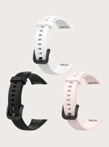 3pcs Solid Color Silicone Replacement Watch Bands Set Compatible With Huawei Band 6