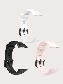 3pcs Solid Color Silicone Replacement Watch Bands Set Compatible With Huawei Band 6