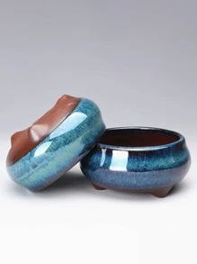 透氣粗陶器花盆適用於多肉植物帶引流洞 - 彩色 - 查看 5