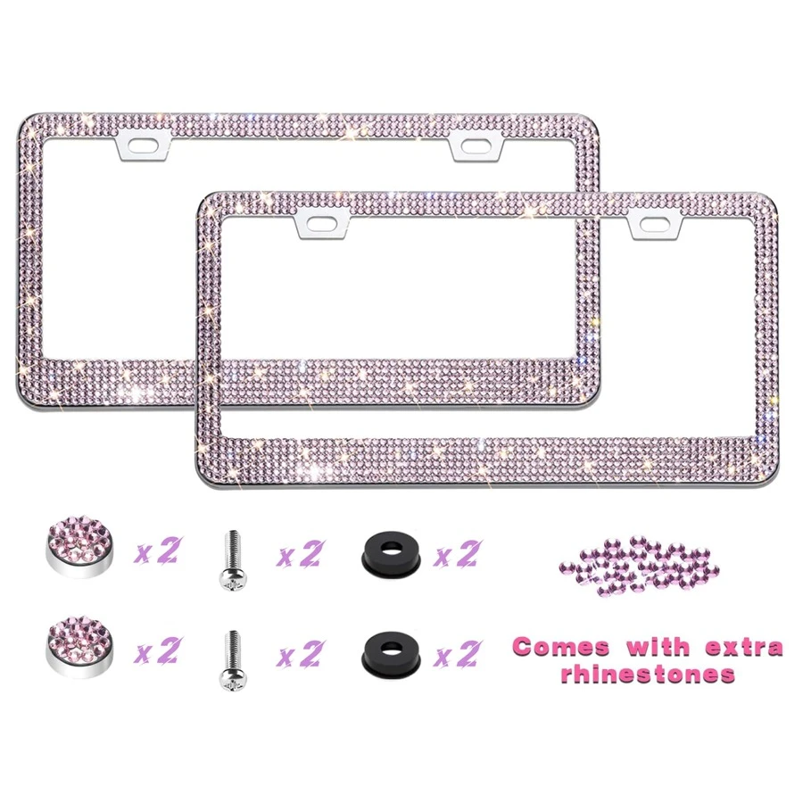 2pcs Rhinestone Decor Glitter Car Licence Plate Frame SHEIN USA