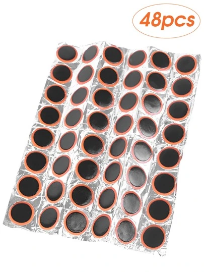 48pcs Round Bicycle Inner Tire Patch, Cold Patch Glue, Repair Tool For Cycling Accessories