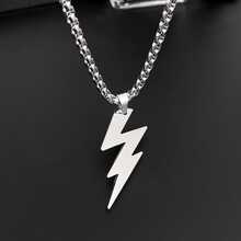 閃電形狀鈦鋼吊墜項鍊