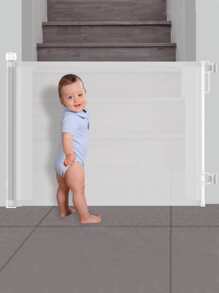 1pc Gray Adjustable Child Safety Stair Gate, 140cm Baby Fence - White - View 1