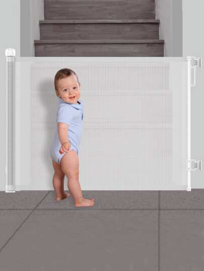 1pc Gray Adjustable Child Safety Stair Gate, 140cm Baby Fence