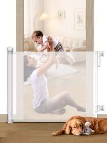 1pc Gray Adjustable Child Safety Stair Gate, 140cm Baby Fence - White - View 6