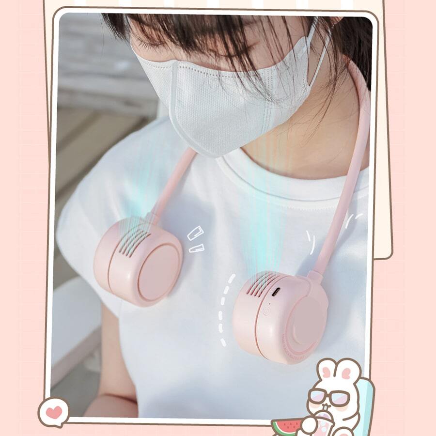 Quạt Cổ Di Động ABS, Hồng Hiện Đại Đa Năng Tay Không Cánh Quạt Ngoài Trời - Hồng - Xem 1