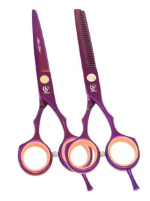 Meisha Professional Hair Scissors Set/Kit, 2pcs 5.5 Inch Sharp Edge Salon Hair Cutting Thinning Shears Hairdressing Scissors Barber Scissors - Purple - View 1