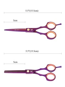Meisha Professional Hair Scissors Set/Kit, 2pcs 5.5 Inch Sharp Edge Salon Hair Cutting Thinning Shears Hairdressing Scissors Barber Scissors - Purple - View 3