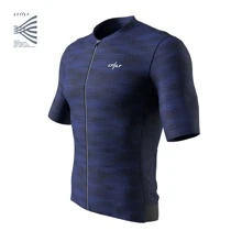 Ltiilt Maillot de cyclisme pour hommes, manches courtes, imprimé, équipe VTT Teleyi, chemise de vélo d'été, respirant, séchage rapide, ajusté, évacuant l'humidité, ourlet antidérapant, imprimé à pois bleus