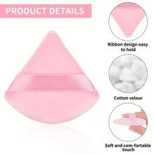 2 Miếng Hình tam giác Mềm mại Bọt biển trang điểm Đối với Phấn phủ dạng bột , Bột nền tảng , Ướt & Khô Sử dụng - Màu hồng - Hồng - Xem 2