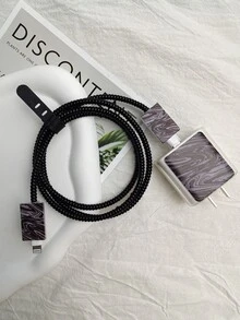 6pcs Flowing Pattern Data Cable Protector & Charging Head Cover & Storage Bag Compatible With iPhone - Різнокольоровий - Переглянути 5