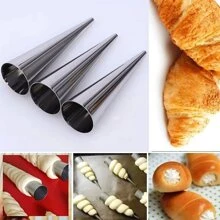 5/10/20pcs Round Cone Cream Horn Mold, Spiral Tube Croissant Cone Bread Mold - Silver - View 2