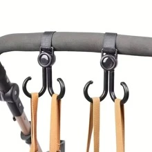 2 Miếng phổ cập Mạnh mẽ Chịu tải Điện lực Móc xe , Xe nôi Cái móc Đối với Treo Tã lót Túi , Cửa hàng tạp hóa , Ba lô - màu đen - Xem 1