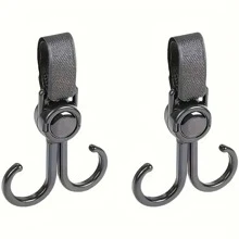 2 Miếng phổ cập Mạnh mẽ Chịu tải Điện lực Móc xe , Xe nôi Cái móc Đối với Treo Tã lót Túi , Cửa hàng tạp hóa , Ba lô - màu đen - Xem 7