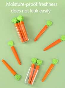 Set de 6 pinzas magnéticas con forma de zanahoria con caja de almacenamiento, útiles como sellador de bolsas de aperitivos o imán para refrigerador, decoración de cocina de Pascua - Naranja - Ver 3