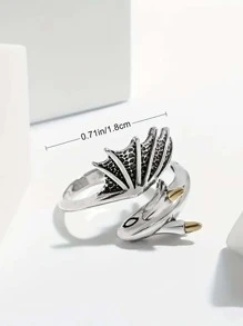 1 Pc Personalized Open Little Flying Dragon Ring For Women & Girls - Silver - View 3