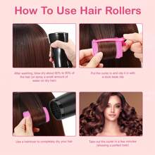 30pcs Self-Adhesive Hair Rollers Set For Different Hair Lengths, Heatless Curlers With Clips As Diy Hair Styling Tool - Black - View 4