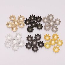 100 件/包 8 毫米 10 毫米金属莲花散珠隔珠帽 锥形端珠帽 适用于串珠 DIY 珠宝制作用品 - 彩色 - 查看 9